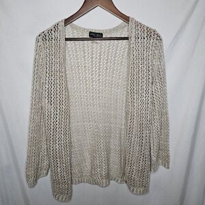 Womens Vintage VTG Yarn Art Open Knit Open Front Cardigan Sweater Size XL